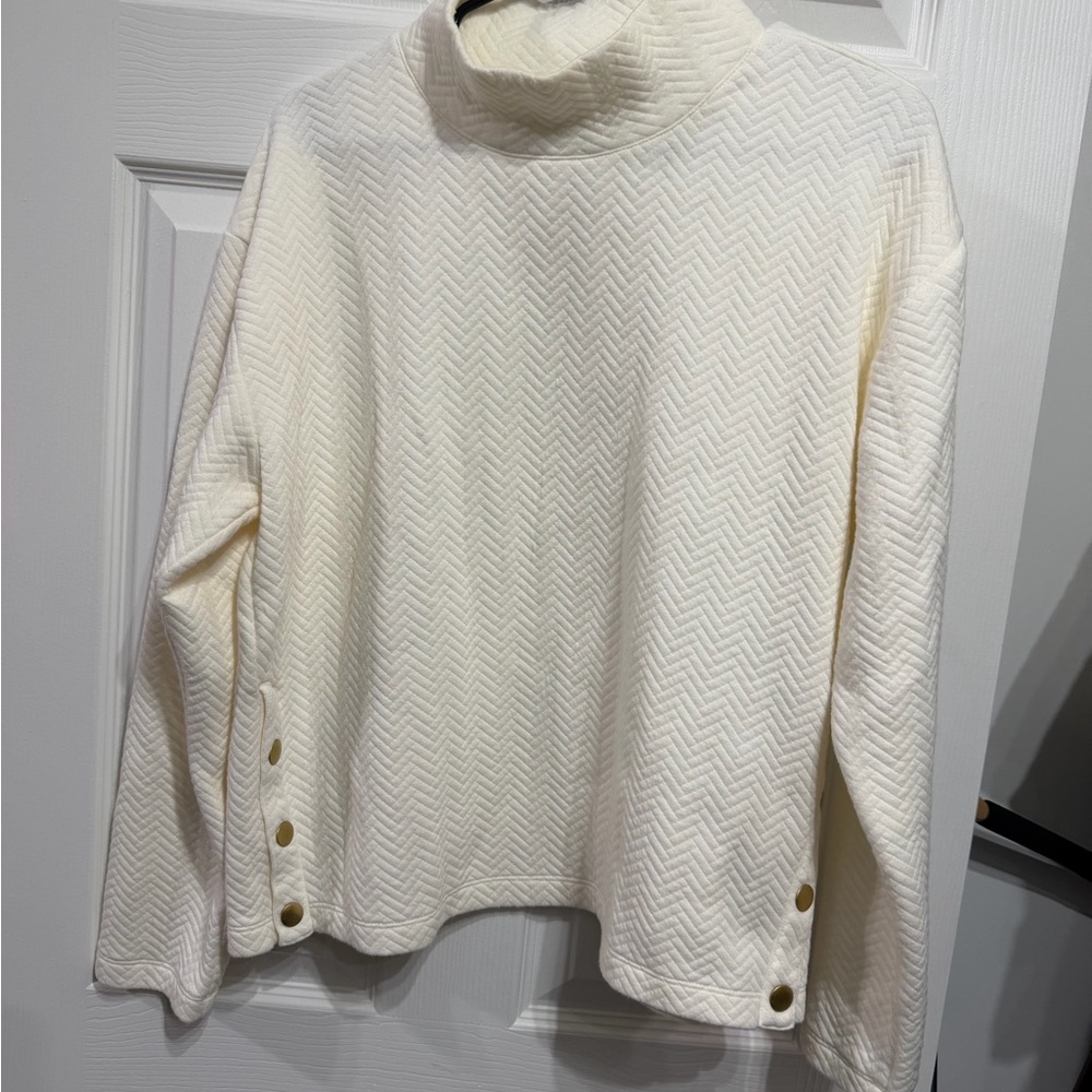J. Crew Cream Cowl Neck Sweater with Button Accents
